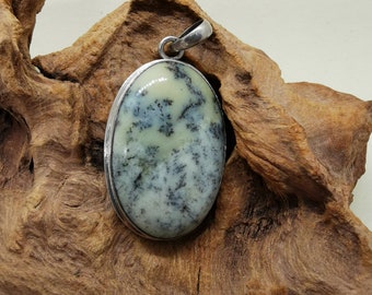 Vintage Handcrafted 925 Sterling Silver Dendritic opal Pendant -  Large Statement Piece.