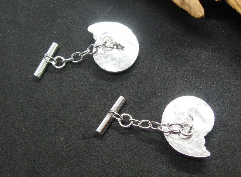 Solid 925 Sterling Silver Handcast Handmade Ammonite Chain Fitment Style Cufflinks Individually hallmarked Unique OOAK.
