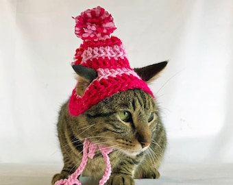 Pink striped stocking hat