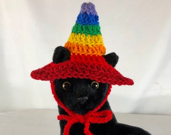 red rainbow pointy hat