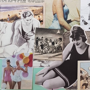 Paquete de papel efímero - Temática de playa y verano - para manualidades con papel, diarios basura, collage, scrapbooking, fabricación de tarjetas, técnicas mixtas, etc.