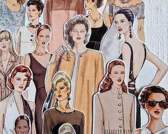 30 pcs Elegant Fussy cut by hand Vintage Fashion Ladies for Paper crafting, Junk Journaling, Collage, Scrapbooking etc