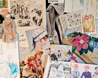 Paquete de más de 100 papeles vintage con motivos efímeros: suministros para álbumes de recortes, collages y diarios creativos.