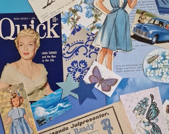 Blue Ephemera Paper Pack: Scrapbook,  Collage, Junk Journal Supplies