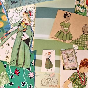 Ephemera Paper Pack - groen kleurenthema - voor papierbewerking, junkjournaling, collage, scrapbooking, kaarten maken, gemengde kunst, enz