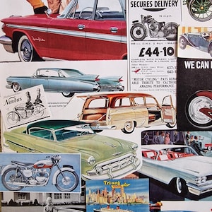 Klassiska bilar Ephemera Pack – Papperspyssel, Skrotdagböcker, Collage