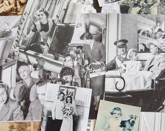 May include: A collage of vintage black and white photographs. The images depict various scenes, including couples kissing, wedding portraits, and people in formal attire. Some photos feature individuals with dogs, and others show group gatherings.