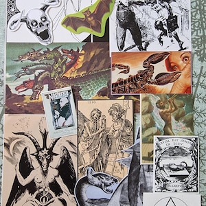 Mer än 30 stycken Ephemera - Skräck-/vidskepelsetema - för collage, scrapbooking, skräpjournal, papperspyssel etc.
