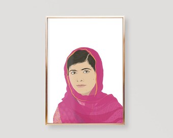 Malala Poster, Malala Print, Malala Art Print, Malala Wall Art, Malala Wall Decor, Malala Birthday, Malala Gifts, Malala Yousafzai Art