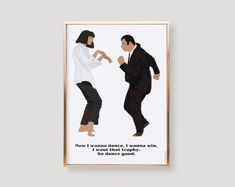 Pulp Fiction Poster, Dance, Pulp Fiction Print, Pulp Fiction Art Print, Pulp Fiction Wall Art, Pulp Fiction Wall Decor, Birthday, Gift