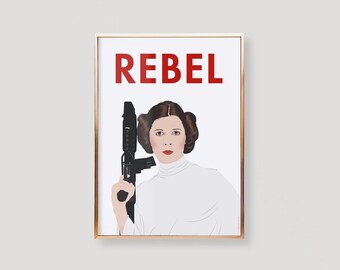 Star Wars Poster, Star Wars Print, Star Wars Art Print, Princess Leia Art Print, Princess Leia Wall Art, Princess Leia Wall Decor, Birthday