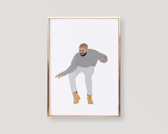 Drake Poster, Hotline Bling Poster, Drake Print, Drake Art Print, Drake Wall Art, Drake Wall Decor, Drake Birthday, Drake Gift, Rapper Print