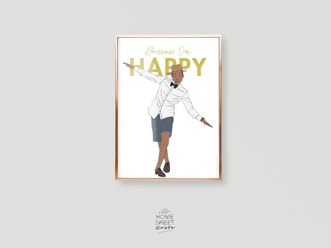 Pharrell Williams Poster, Pharrell Happy, Print, Art Wall Art, Decor, Birthday, Gift