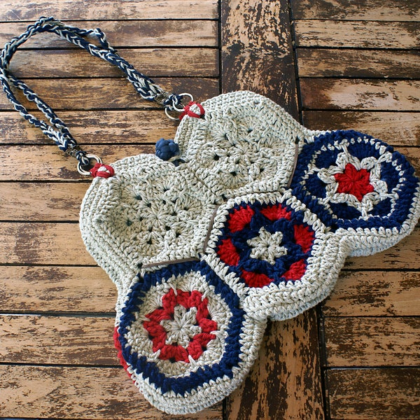 Romantic Crochet Bag Cocktail Bag Retro Bag Handbag Shoulder Bag Granny Squares Bag Vintage Style Bag Boho Purse Lined Bag Woman Gift