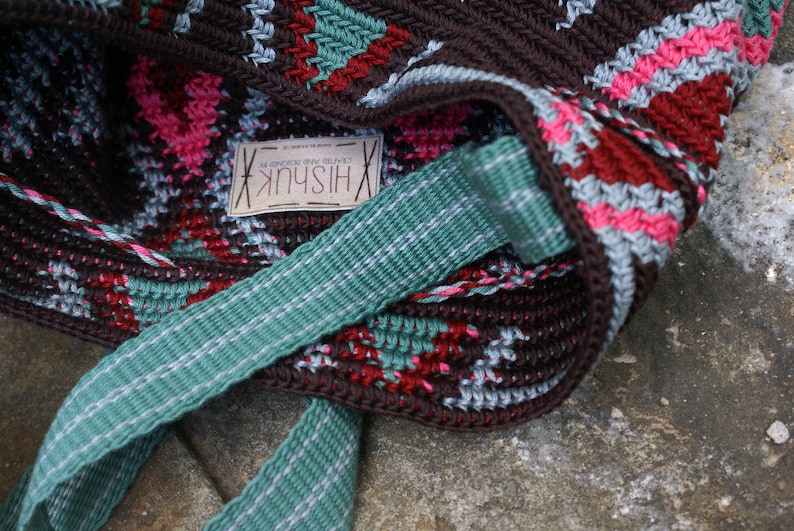 Wayuu Mochila Bag Crochet Bag Large Crossbody Multicolor Boho Tapestry Bag Ethnic Bag Cotton Shoulder Bag Brown Crocheted Carry On Woman Bag