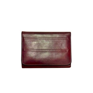 Vintage Coach Red Oxblood Leather Trifold Wallet USA Made Zip Coin Purse