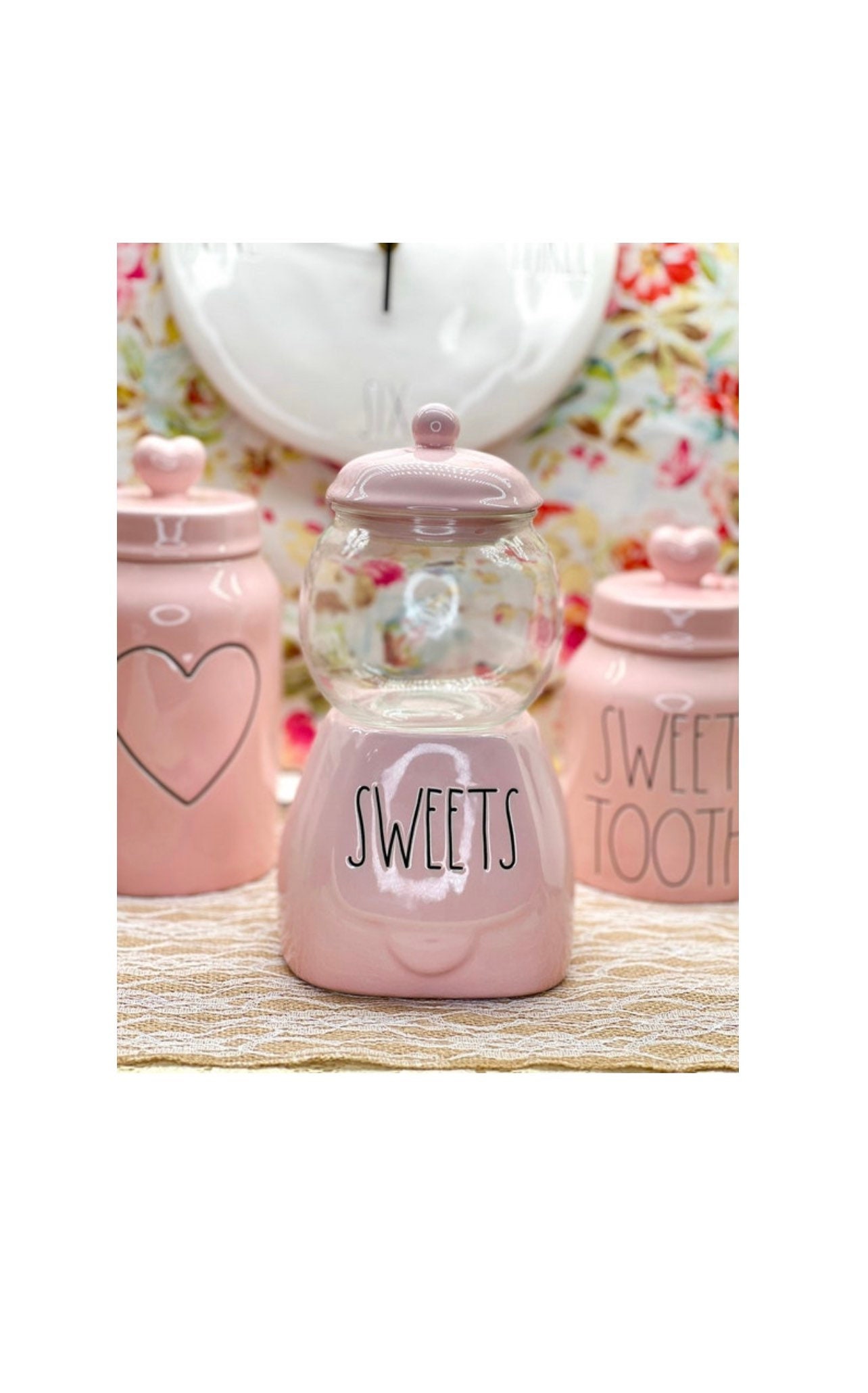Rae Dunn Baby Pink Sweets Candy Jar
