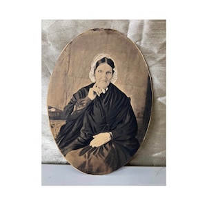 Antique Victorian Oval photograph signed Mrs. Dudley