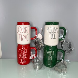 2 Ceramic Christmas PEACE & JOY Mason Jar Shape MUGS Cups