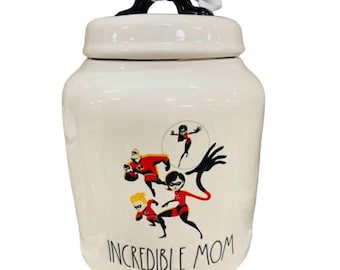 Rae Dunn Disney Pixar Incredible Mom Ceramic Canister Jar