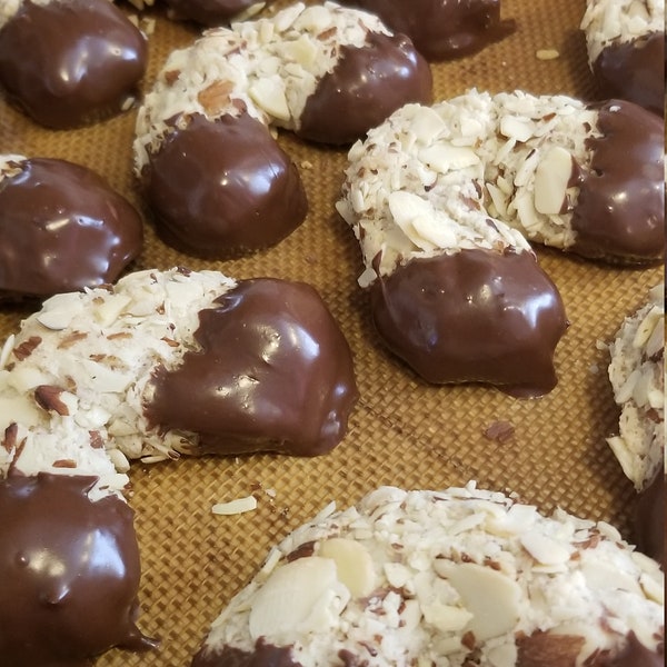 Italian Chocolate Dipped Almond Horns, GF