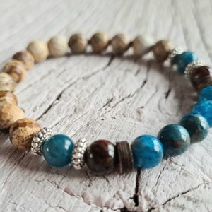Sand Jasper  Apatite, Pietersite Bracelet - Yoga Jewelry -   Boho Bracelet- Healing Bracelet.