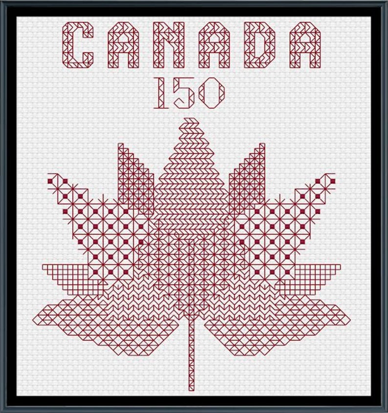 Canada 150 Logo Blackwork Cross Stitch Pattern Etsy Canada
