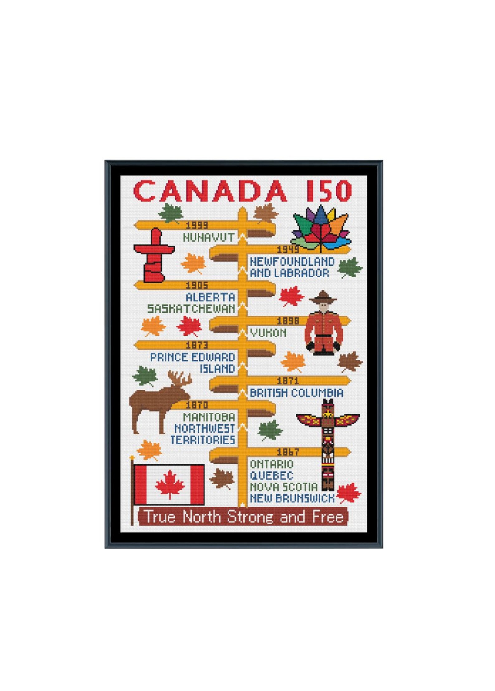 Canada 150 Years Timeline Cross Stitch Pattern Etsy Canada