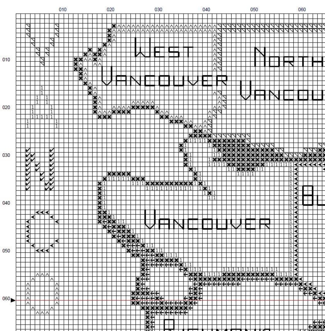 Greater Vancouver Map Cross Stitch Pattern Etsy Canada