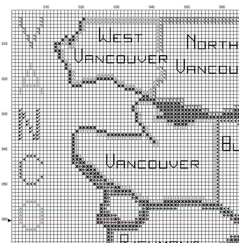 Greater Vancouver Map Cross Stitch Pattern Etsy Canada