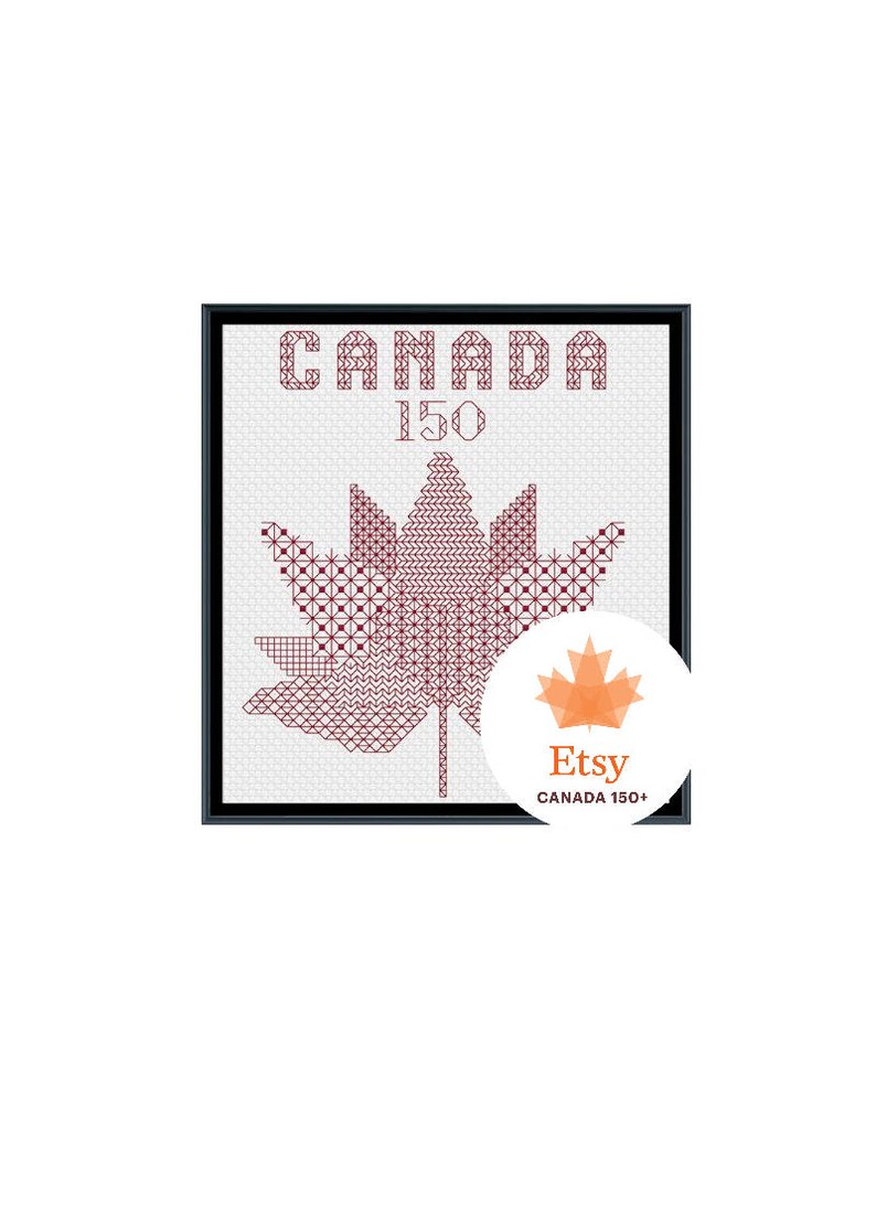 Canada 150 Logo Blackwork Cross Stitch Pattern Etsy Canada