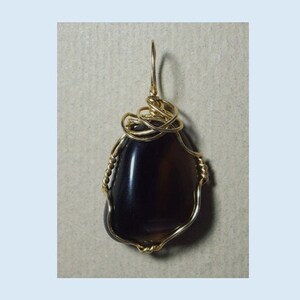 Apache Tear Pendant-Gold Filled Wire Wrapped Stone Pendant-Unique Handmade Obsidian Necklace- Black Clear Natural Volcanic Glass Pendant