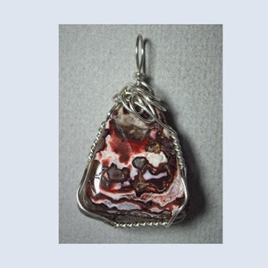 Wire Wrapped Jasper Pendant-Sterling Silver Wrapped Gemstone Jewelry-Unique Handmade Large Stone Necklace-Red White Pink Brown Stone