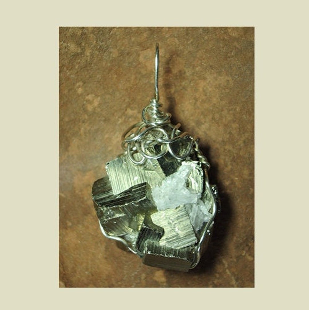 Pyrite Crystal Pendant Wire Wrapped .925 Sterling Silver - Etsy