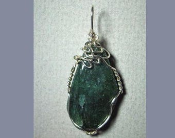 Aventurine Pendant-.925 Sterling Silver Wire Wrapped Stone Jewelry-Unique Artisan Hand Crafted Gemstone Necklace-Green Clear Sparkle Pendant