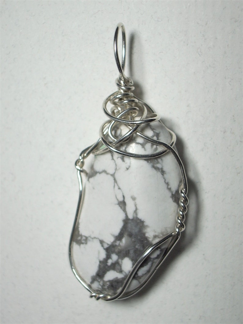 Howlite Pendant Wire Wrapped .925 Sterling Silver Wire Etsy