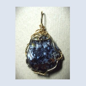 Agate Pendant, 14/20 Gold Filled Wire Wrapped Gemstone Jewelry, Artisan Handmade Stone Necklace, Black, Blue, Brown, White, Clear Pendant