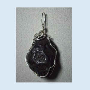 Raw Apache Tear Pendant, Sterling Silver Wire Wrapped Stone Jewelry, Unique Artisan Handmade Necklace, Black Natural Volcanic Glass Pendant