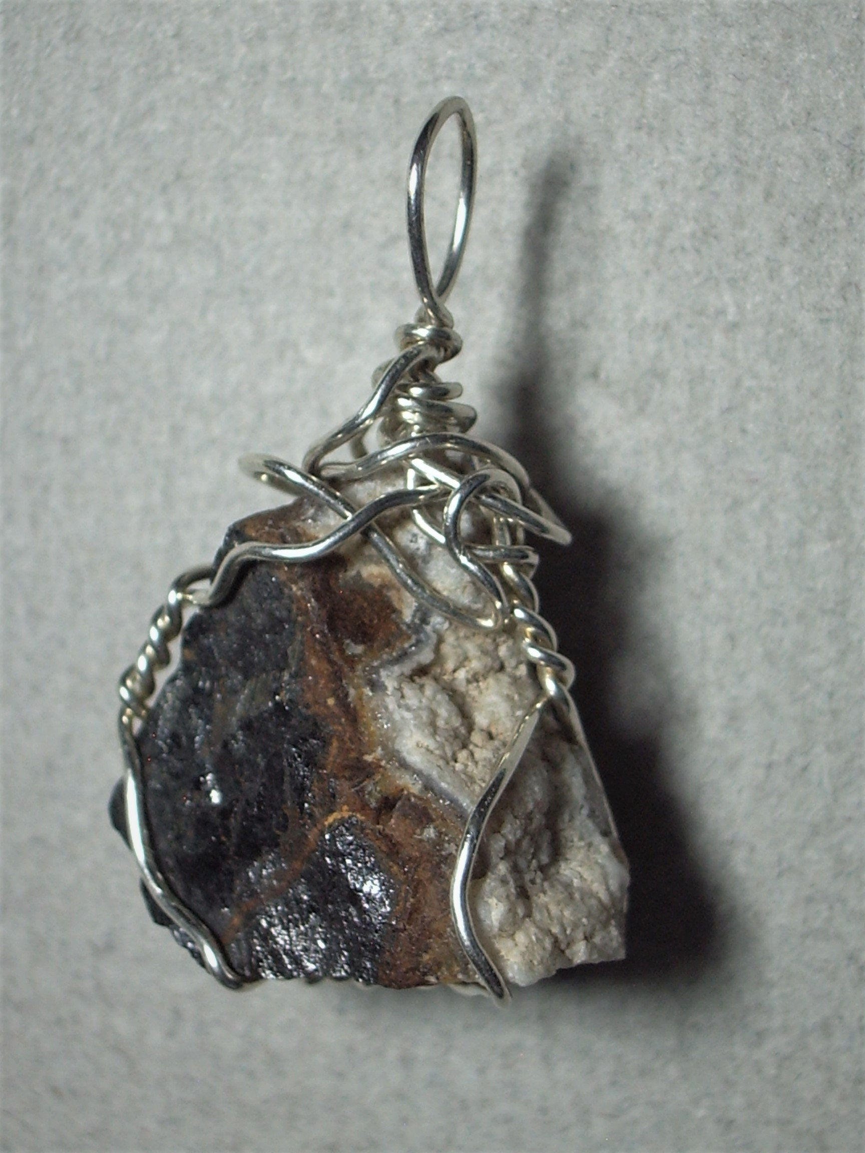 Raw Magnetite Pendant, Wire Wrapped .925 Sterling Silver Stone Jewelry ...