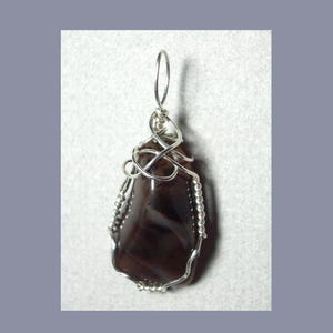 Montana Agate Pendant-Sterling Silver Wire Wrapped Agate Jewelry-Unique Artisan Handmade Gemstone Necklace-Brown Clear Gray Stone Pendant