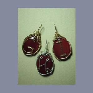 Monogrammed Pendant, Wire Monogram, Carnelian Stone Cabochon Jewelry, Wire Wrapped Sterling Silver or Gold Filled, Custom Wire Letter