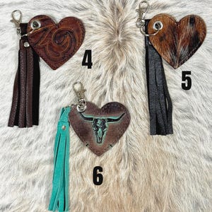 Cowhide and Leather Purse Charms-Heart Key Chains-Zipper pull Accessory image 5