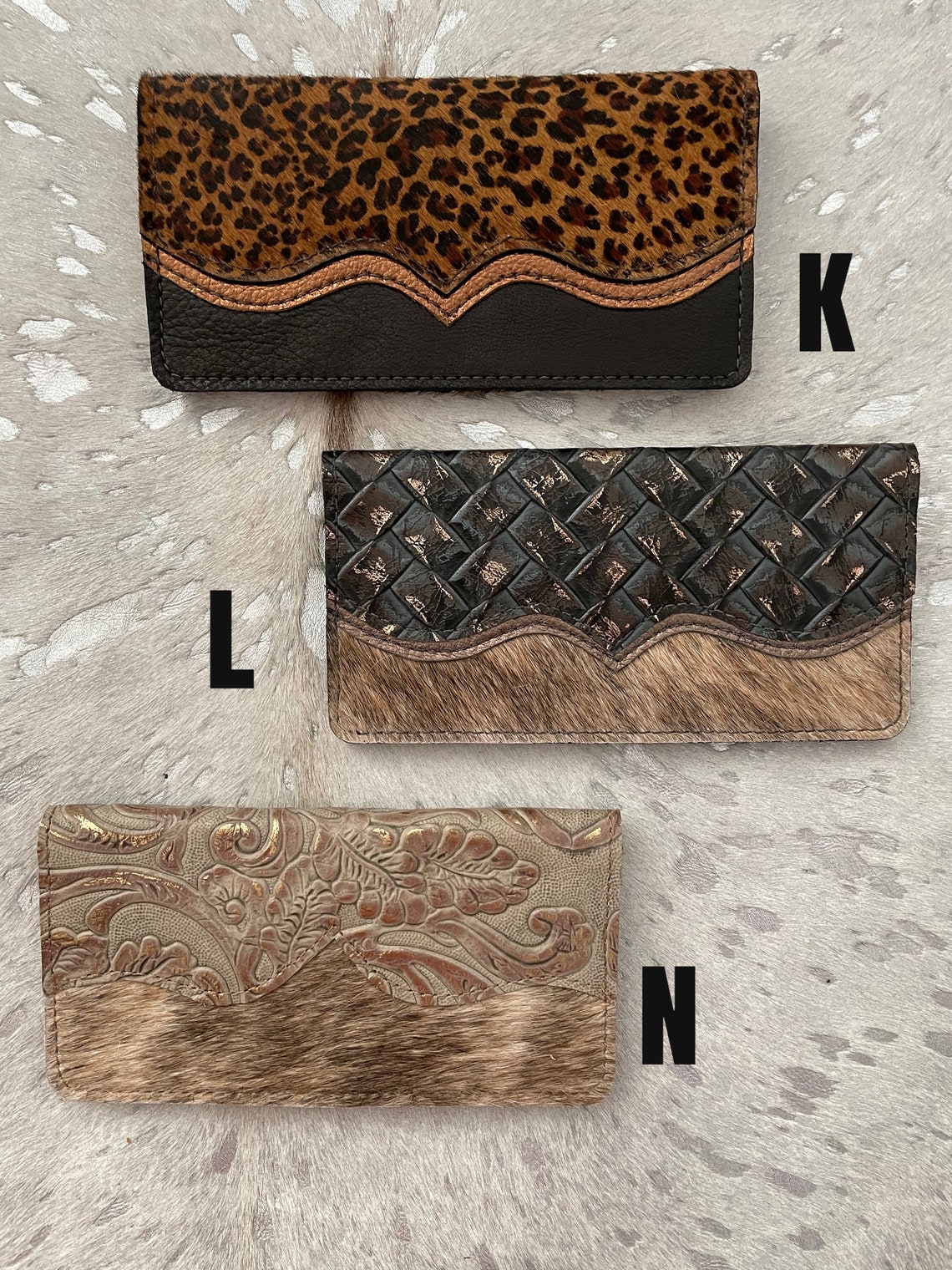 CowhideLeather Checkbook Covers cowhide wallet western Etsy