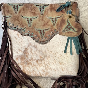 Cowhide and Leather Purse Charms-Heart Key Chains-Zipper pull Accessory image 8