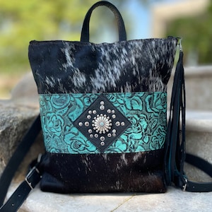 Travel Backpack-Cowhide Backpack Purse-Cowhide Diaper Bag- Book Bag