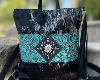 Travel Backpack-Cowhide Backpack Purse-Cowhide Diaper Bag- Book Bag