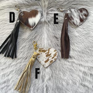 Cowhide and Leather Purse Charms-Heart Key Chains-Zipper pull Accessory image 4
