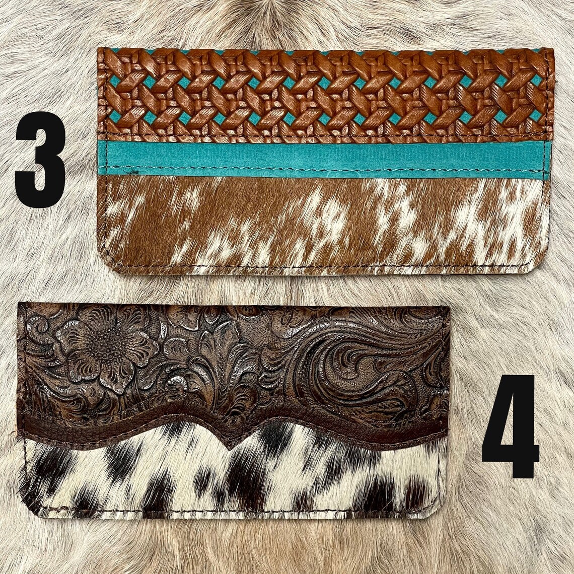 Western Checkbook-credit Card Cover- Deluxe Wallet-cowhide-leather - Etsy