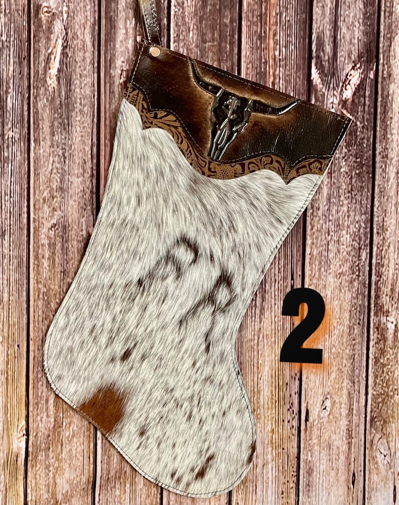 Cowhide Stockings CowhideLeather Christmas Stockings Etsy