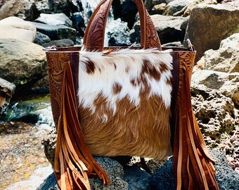 Fringed Tote Bag with Crossbody Strap